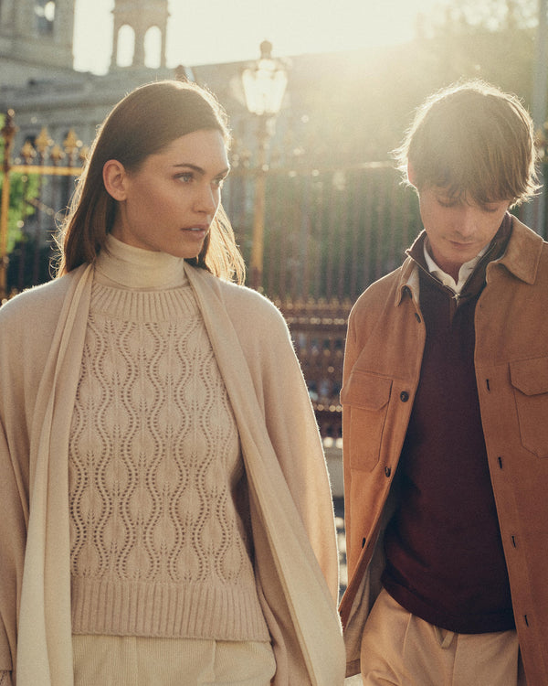 N.Peal Women's Lily Ombre Cashmere Cape Ecru White