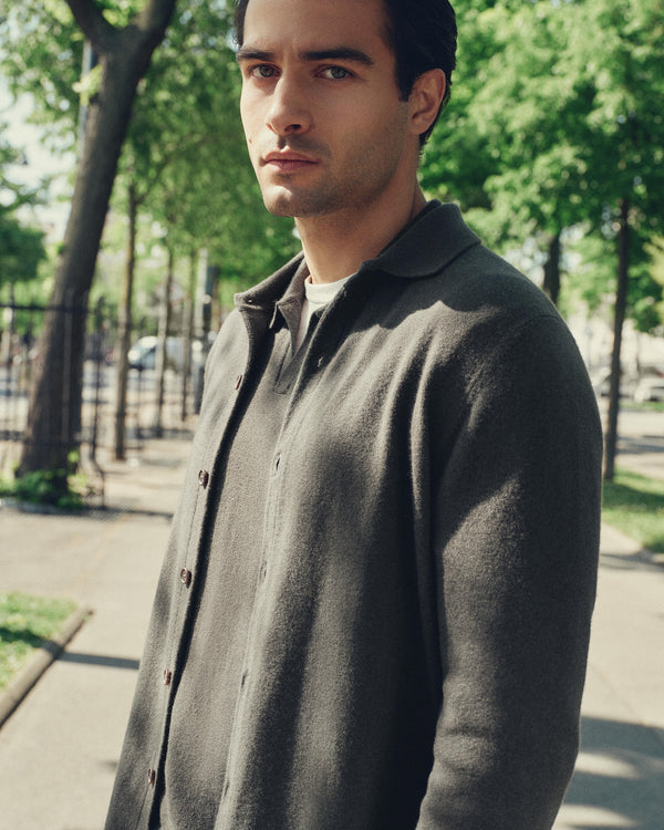 N.Peal Men's Putney Cashmere Polo Shirt Arabica Khaki Green