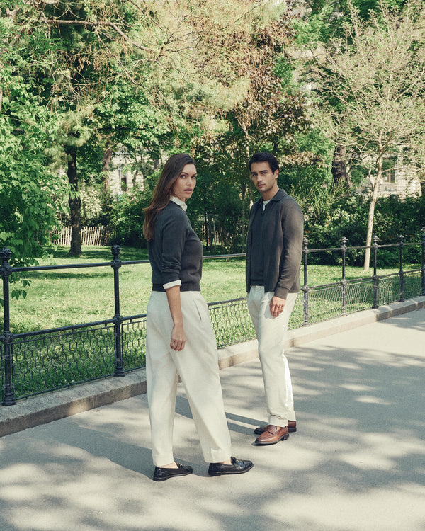 N.Peal Women's Harriet Cashmere Polo Shirt Arabica Khaki Green