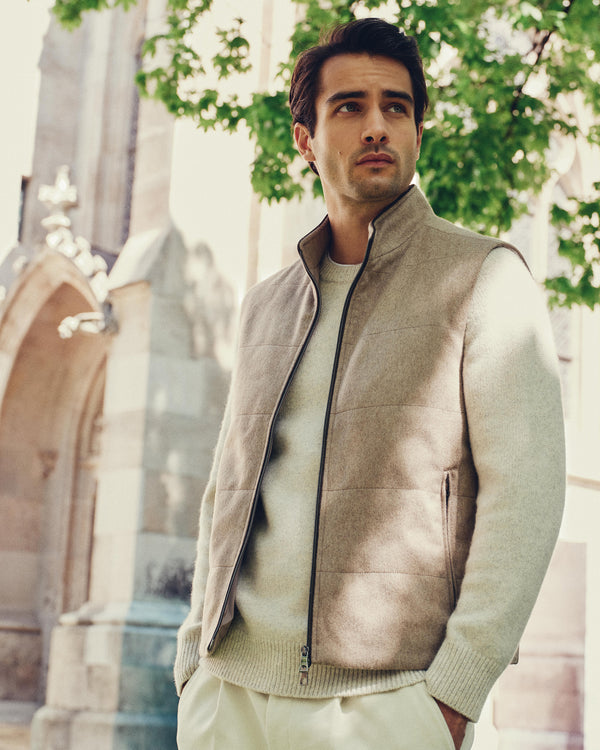 N.Peal Men's Belgravia Cashmere Gilet Taupe Brown