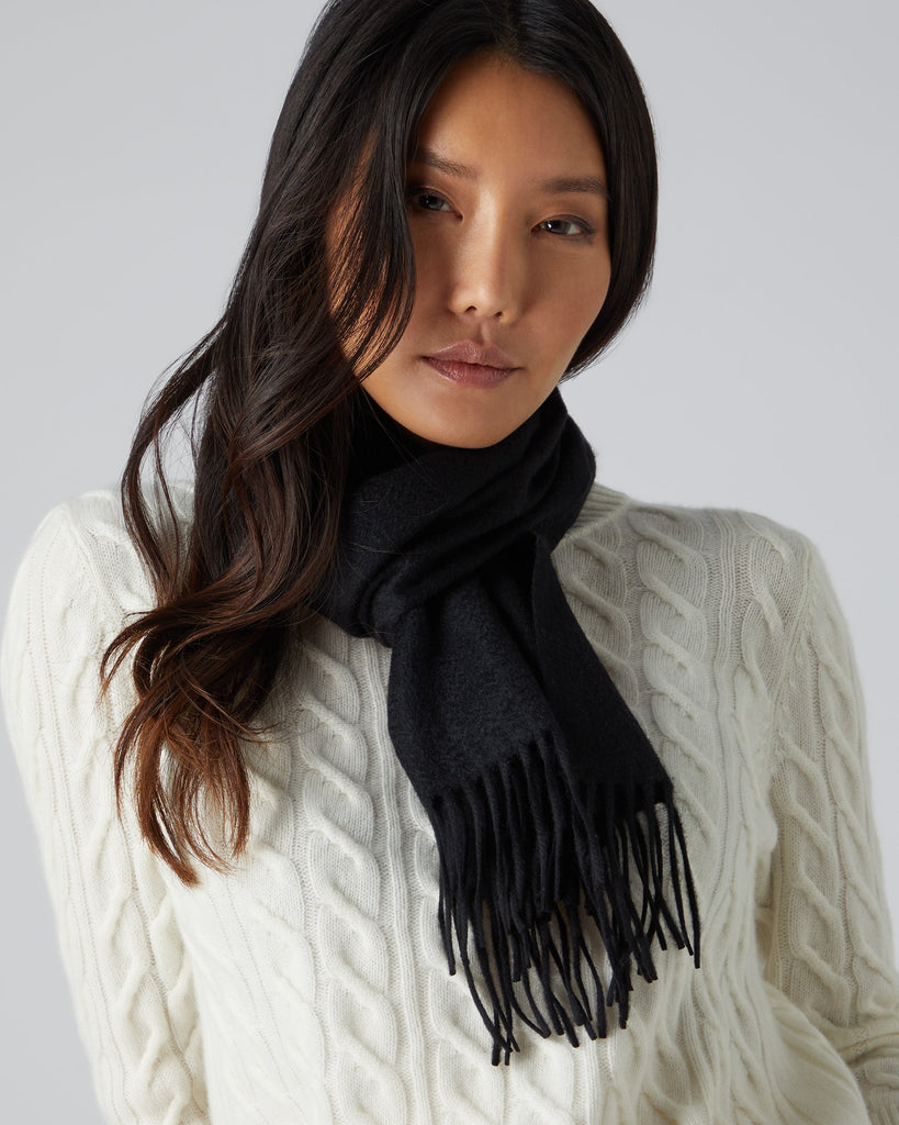 Unisex Woven Cashmere Scarf Black | N.Peal