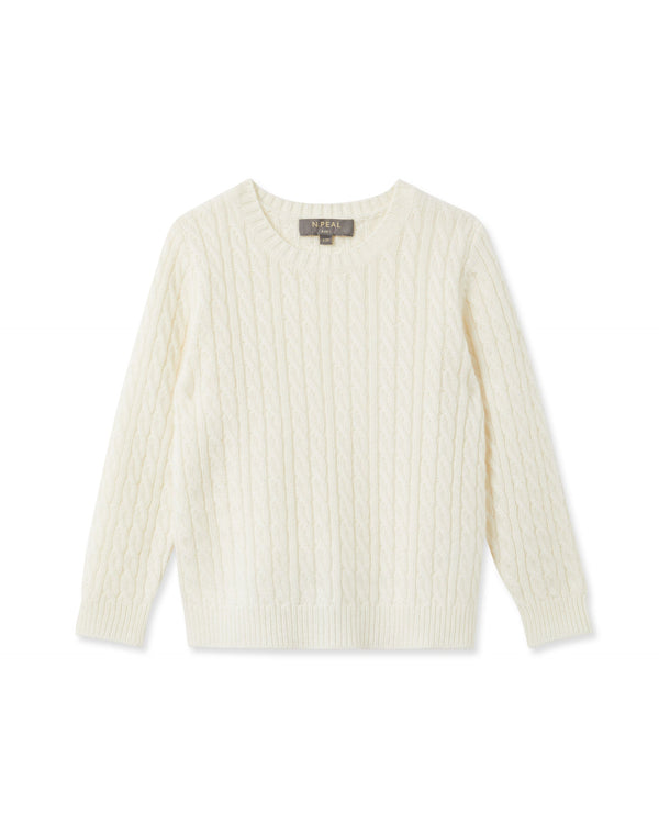 N.Peal Cable Cashmere Jumper New Ivory White