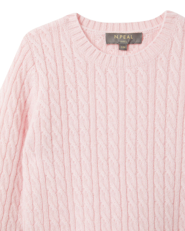 N.Peal Cable Cashmere Jumper Pale Pink