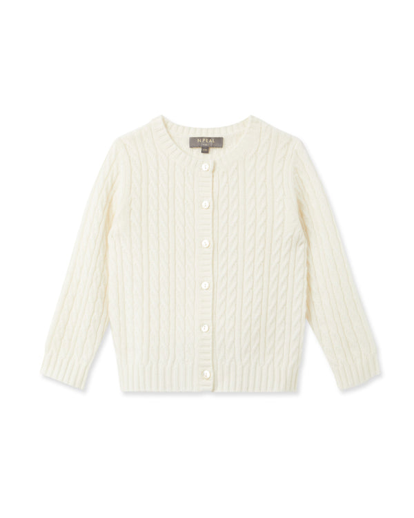 N.Peal Cashmere Cable Cardigan New Ivory White