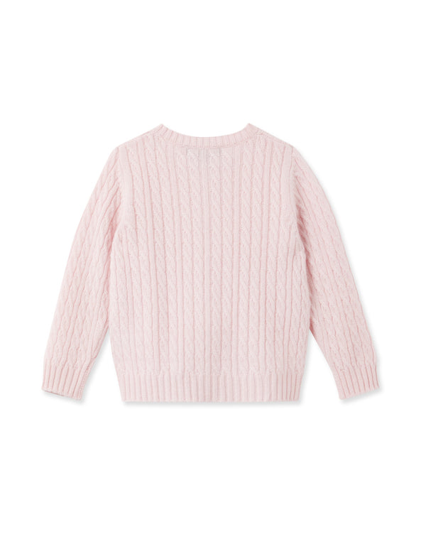 N.Peal Cashmere Cable Cardigan Pale Pink