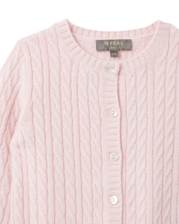 N.Peal Cashmere Cable Cardigan Pale Pink