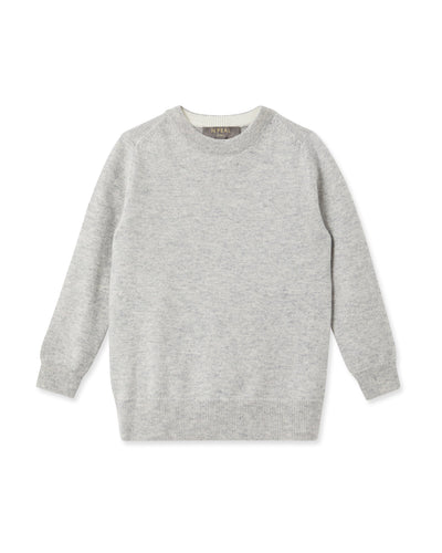 N.Peal Boys Round Neck Cashmere Jumper Fumo Grey