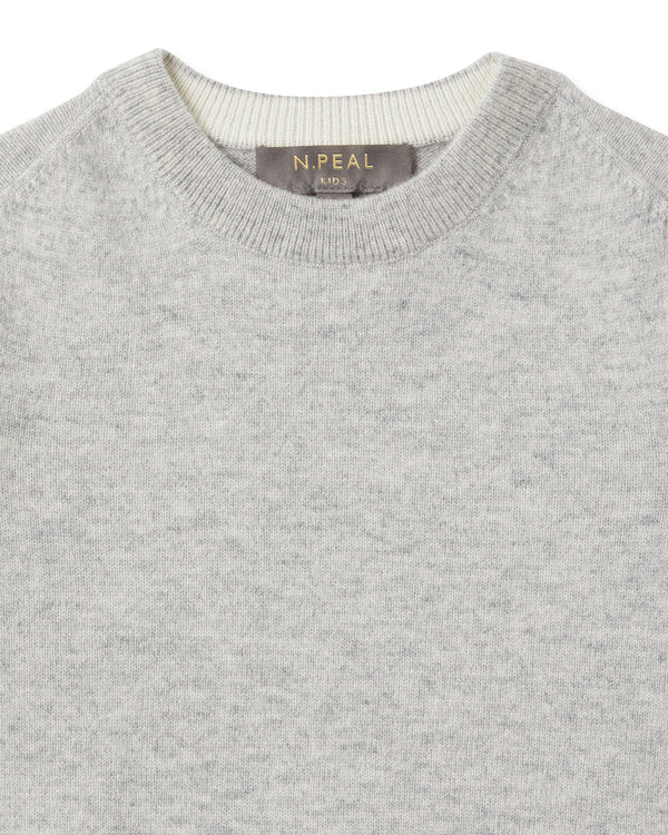 N.Peal Boys Round Neck Cashmere Jumper Fumo Grey