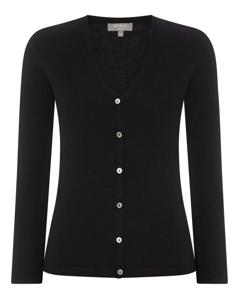 ASCLO」BLACK Angora like V neck Cardigan ASCLO BLACK Angora-like V
