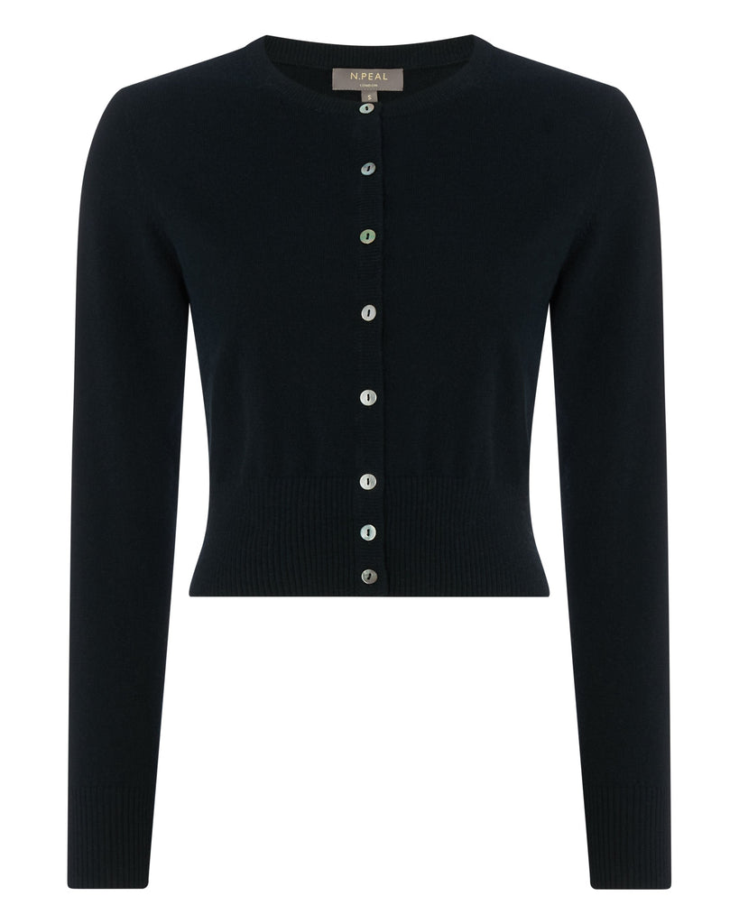 Women's Ivy Cropped Cashmere Cardigan Black | N.Peal