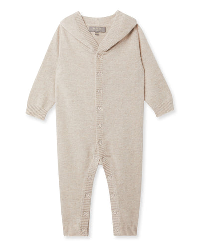 N.Peal Bear Cashmere Sleepsuit Light Oatmeal Brown