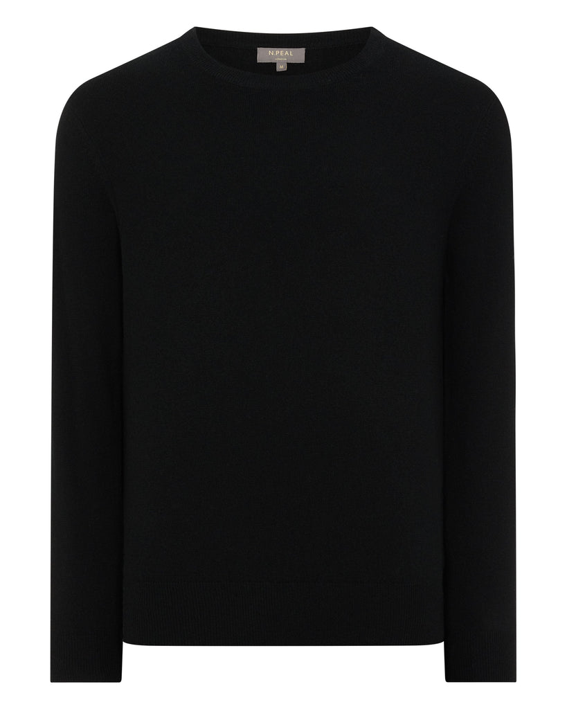 Men's Oxford Round Neck Cashmere Sweater Black | N.Peal