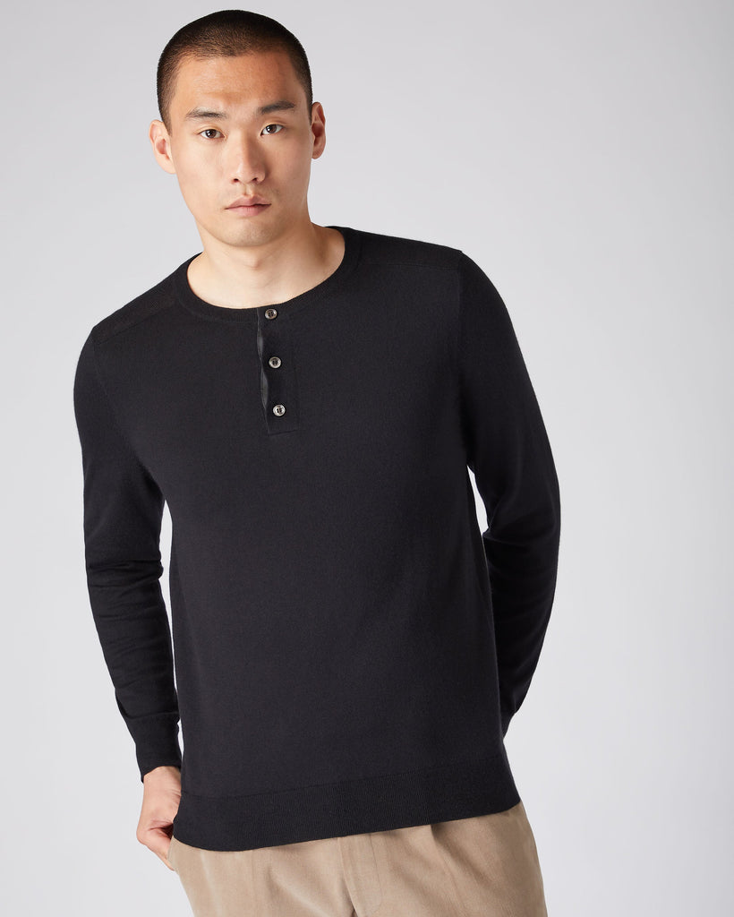 007 NO TIME TO DIE【関税込み】N.PEAL ROUND NECK HENLEY 007 Round Neck Henley Light Grey | N.Peal