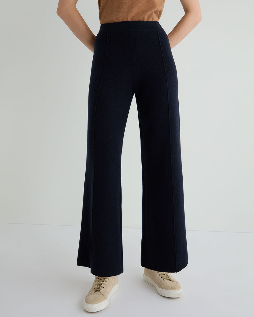 Women's Double Face Pants Navy Blue | N.Peal