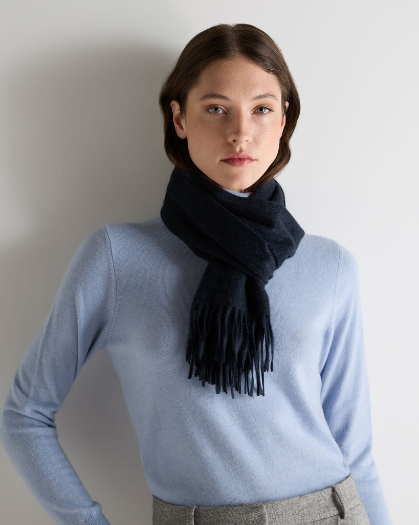 Unisex Woven Cashmere Scarf Indigo Blue | N.Peal