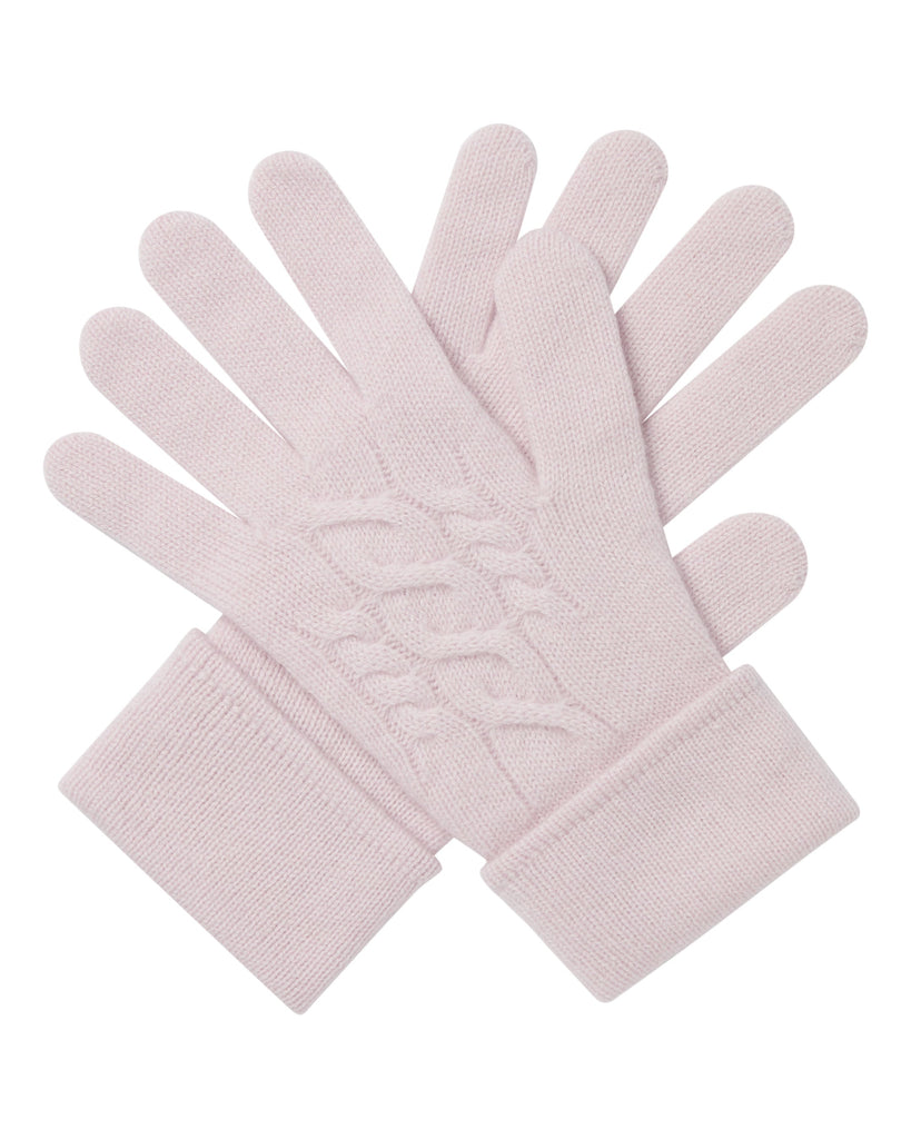 Women's Cable Cashmere Gloves Chalk Pink | N.Peal