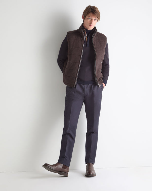 N.Peal Men's Regent Houndstooth Fine Gauge Cashmere Half Zip Jumper Navy Blue