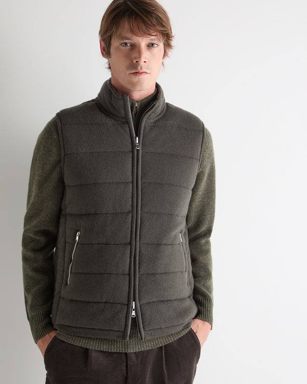 N.Peal Men's Mall Cashmere Gilet Arabica Khaki Green