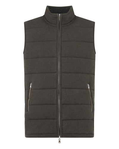 N.Peal Men's Mall Cashmere Gilet Arabica Khaki Green