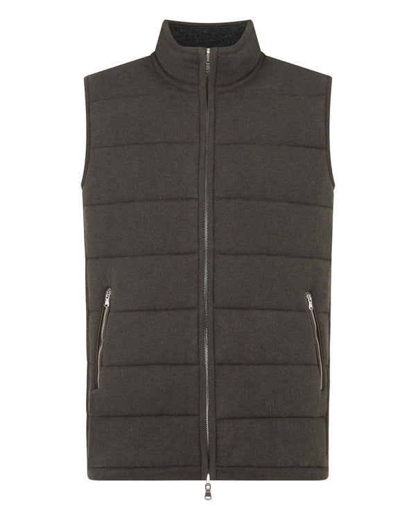 N.Peal Men's Mall Cashmere Gilet Arabica Khaki Green