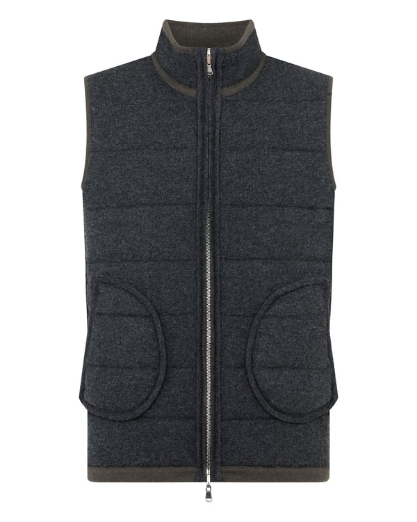 N.Peal Men's Mall Cashmere Gilet Arabica Khaki Green