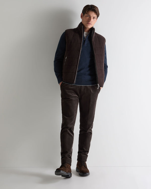 N.Peal Men's Half Button Cashmere Jumper Indigo Blue