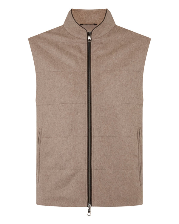 N.Peal Men's Belgravia Cashmere Gilet Taupe Brown