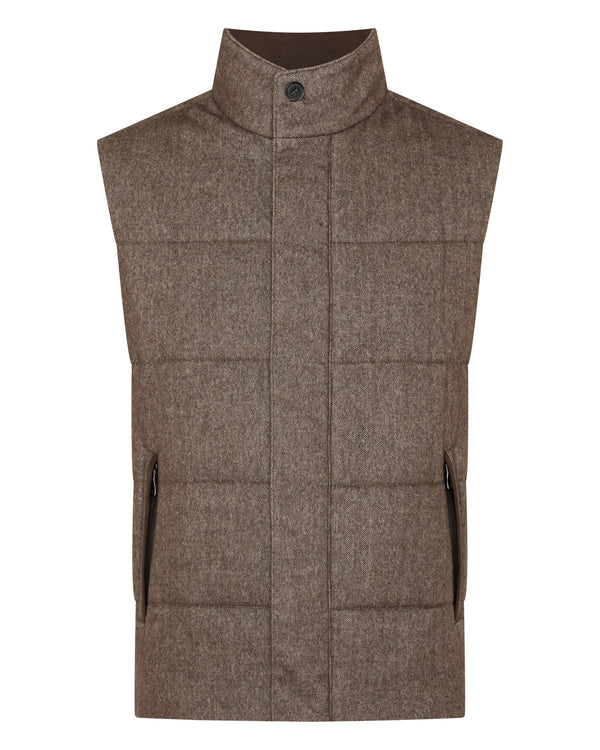 N.Peal Men's Vancouver Herringbone Gilet Brown