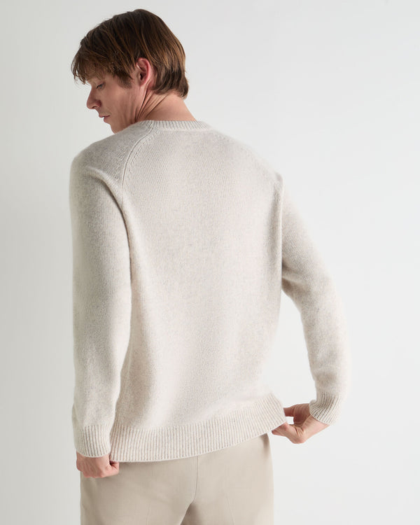 N.Peal Men's Raglan Cashmere Jumper Ash Grey Marl