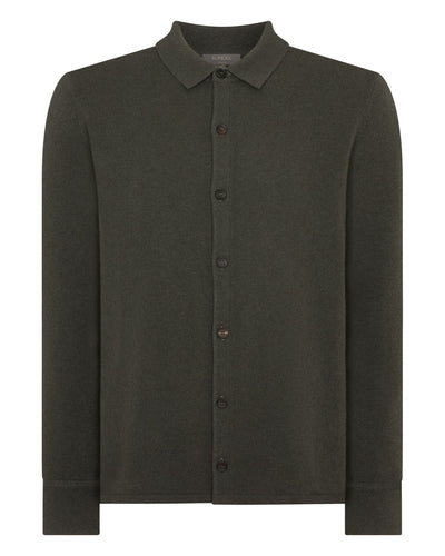 N.Peal Men's Putney Cashmere Polo Shirt Arabica Khaki Green