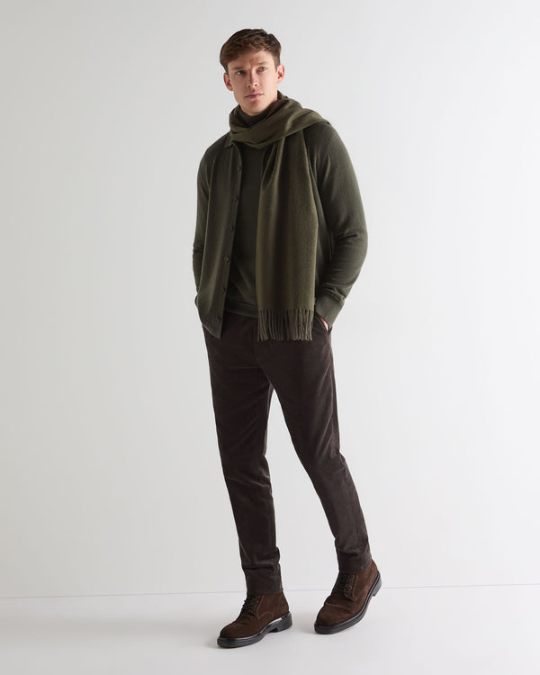 N.Peal Men's Putney Cashmere Polo Shirt Arabica Khaki Green