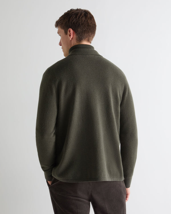 N.Peal Men's Putney Cashmere Polo Shirt Arabica Khaki Green