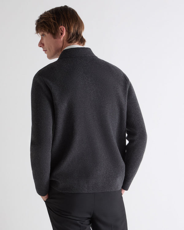 N.Peal Men's Milano Cashmere Shirt Deep Charcoal Grey