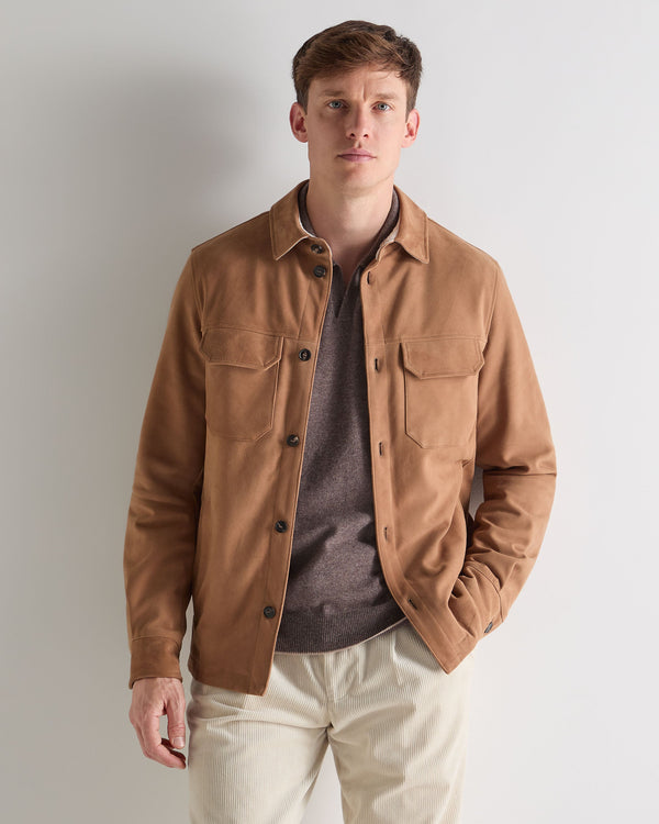 N.Peal Men's Bridgehampton Suede Jacket Tan Brown