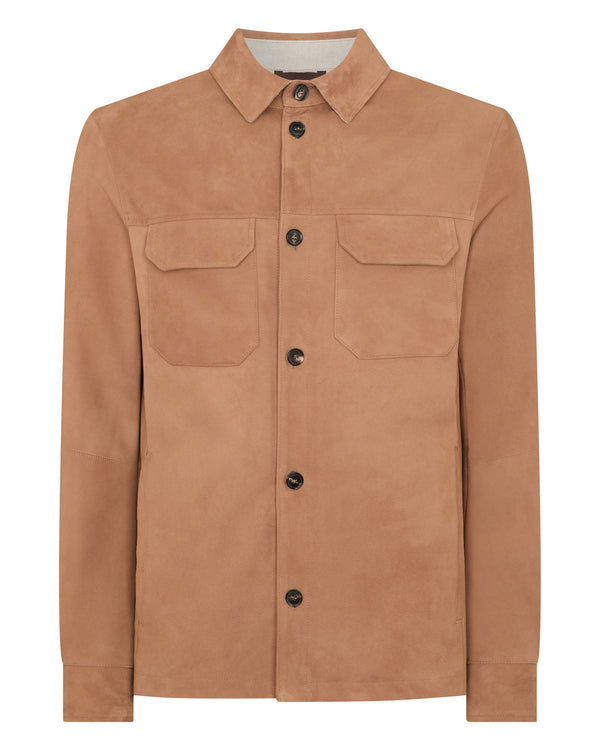 N.Peal Men's Bridgehampton Suede Jacket Tan Brown