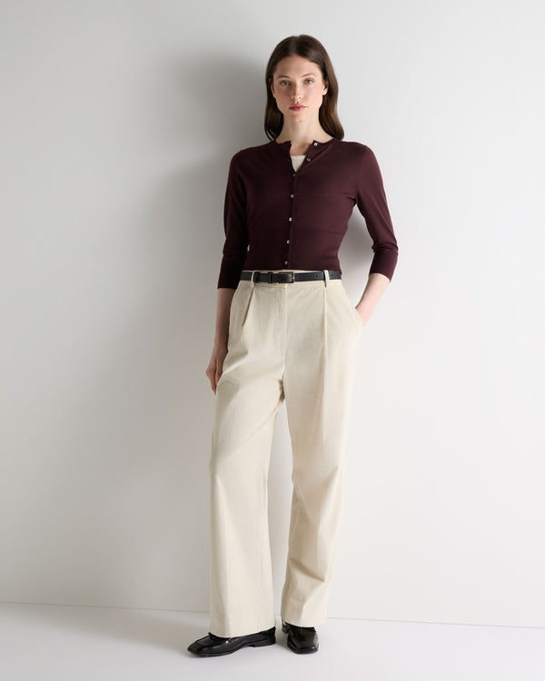 N.Peal Women's Darcie Superfine Cashmere Cropped Cardigan Claret Red