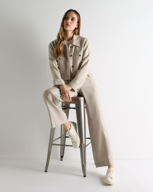 N.Peal Women's Woven Cashmere Cropped Jacket Beige Brown