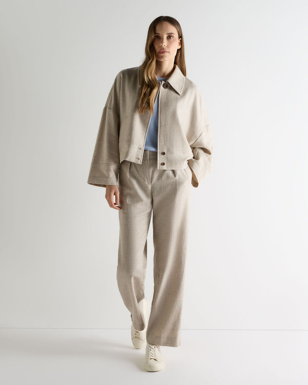 N.Peal Women's Woven Cashmere Cropped Jacket Beige Brown