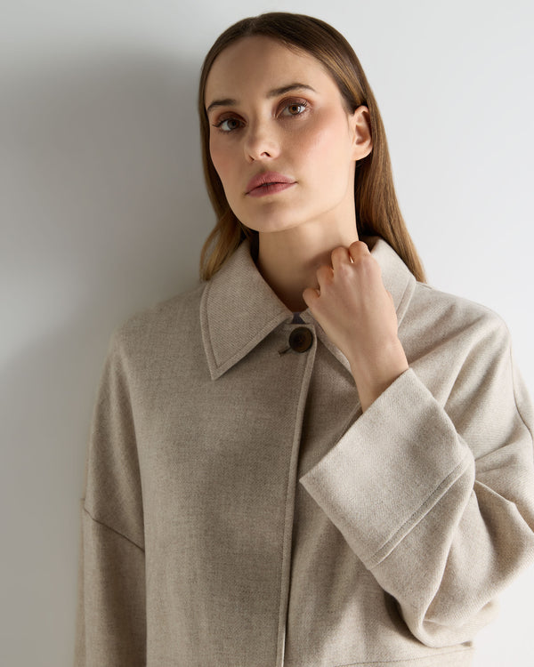 N.Peal Women's Woven Cashmere Cropped Jacket Beige Brown