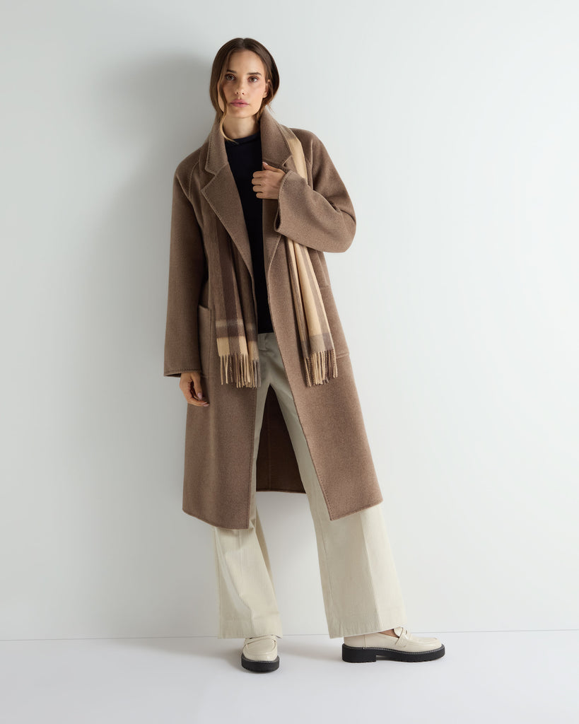 Women's Longline Woven Coat Brown | N.Peal