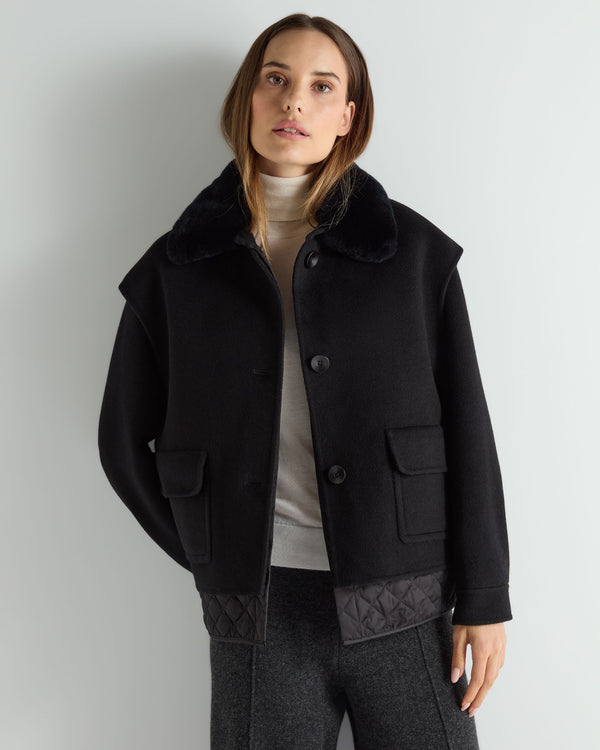 N.Peal Women's Emeline Double Coat Black