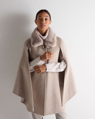 N.Peal Women's Rex Collar Cape Taupe Brown