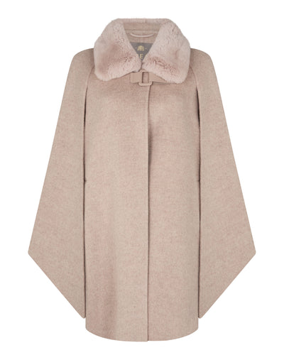 N.Peal Women's Rex Collar Cape Taupe Brown