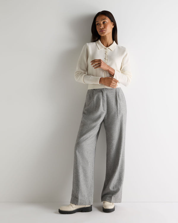 N.Peal Women's Thea Collared Cashmere Cardigan New Ivory White