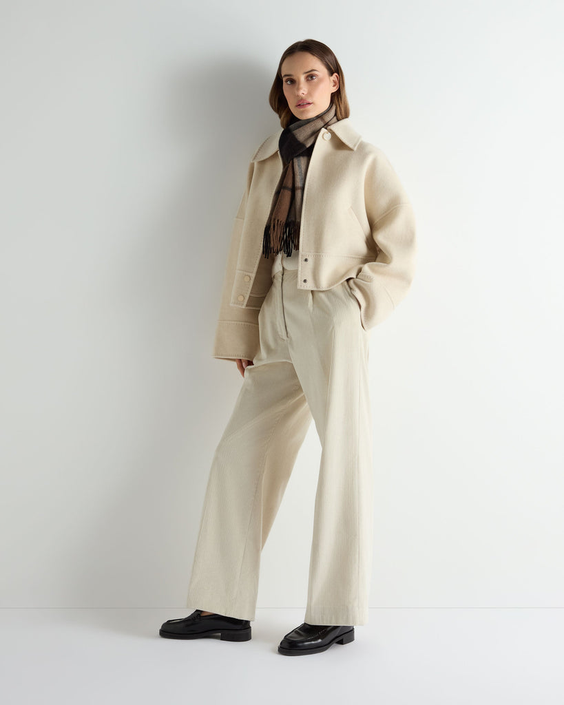 Women's Woven Cashmere Blend Short Jacket Off White | N.Peal