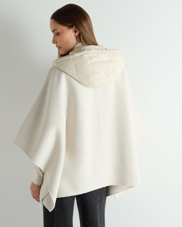 N.Peal Women's Hooded Woven Cape Cream