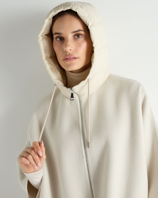 N.Peal Women's Hooded Woven Cape Cream