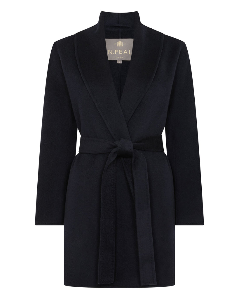 Women's Short Wool Cashmere Coat Dark Navy Blue | N.Peal