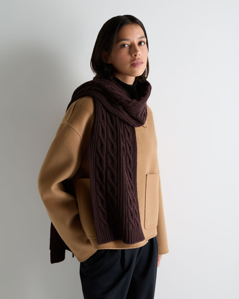【極美品】Seeall（シーオール）Rib Knit Scarf Unisex Cable Rib Cashmere Scarf Redwood | N.Peal