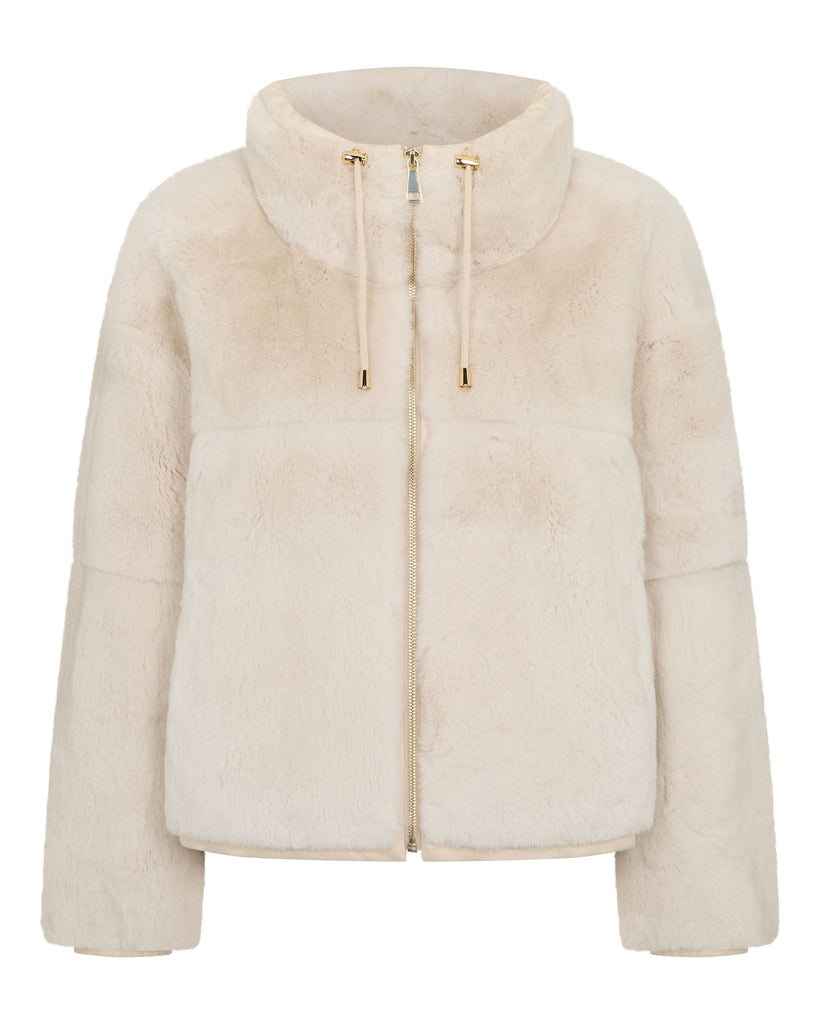 Women's Blouson Rex Fur Jacket Beige Brown | N.Peal